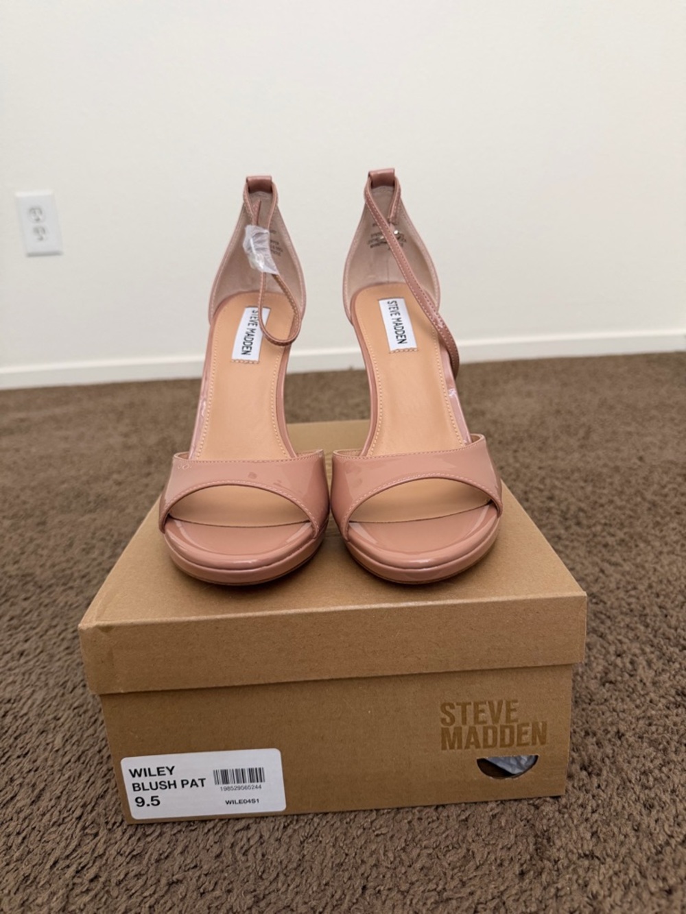Steve Madden Blush Patent High Heel Ankle-Strap Sandals - Picture 2 of 5